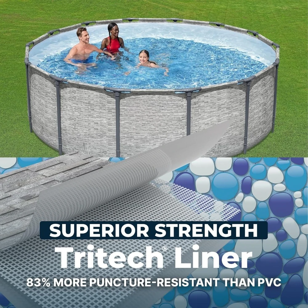 Outdoor Furniture Brands - ชุดสระว่ายน้ำทรงกลมแบบตั้งพื้น โครงโลหะ ยี่ห้อใหม่ นำเข้าจากสหรัฐอเมริกา รุ่นอัปเกรดใหม่ ขนาด