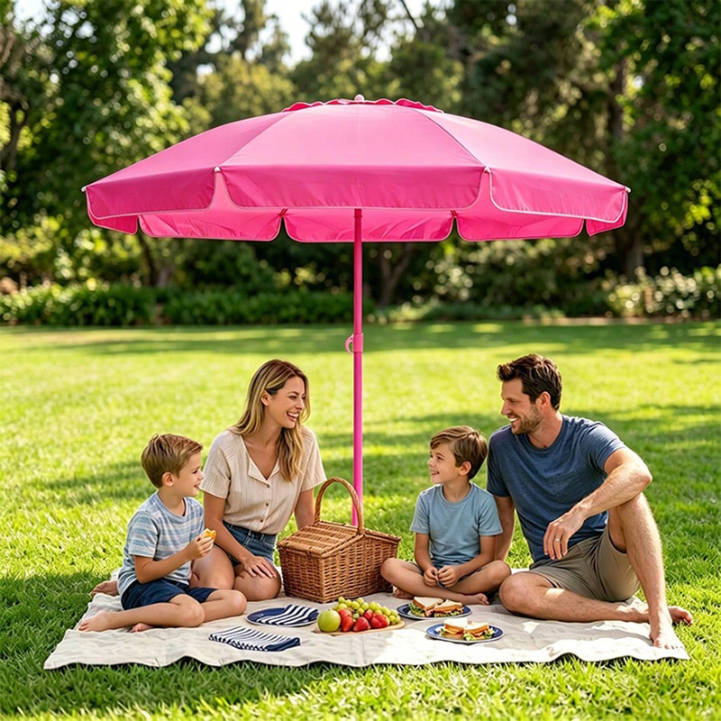 Outdoor Furniture With Umbrella - ร่มชายหาดแบบพกพา ทนทาน ป้องกันลม ป้องกันรังสียูวี พร้อมสมอทราย กระเป๋าใส่