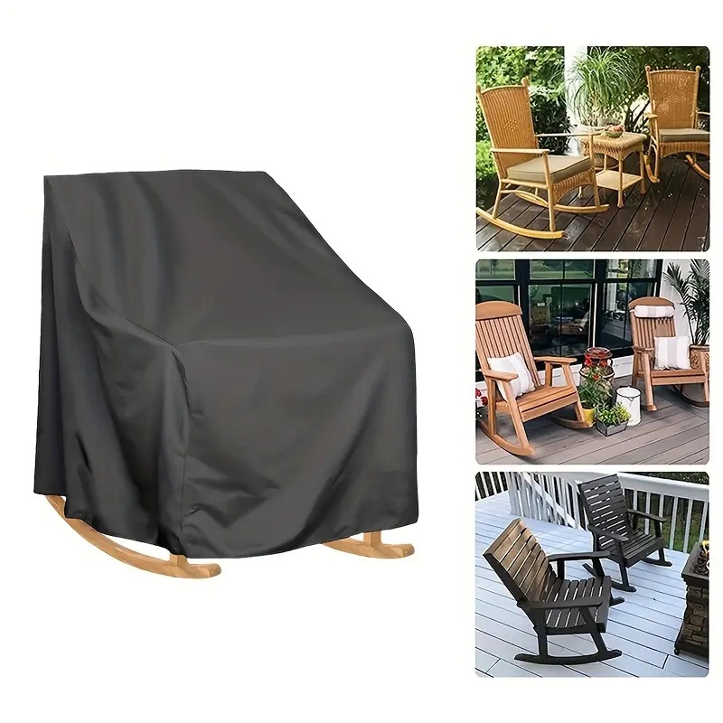 Outdoor Furniture With Covers - ผ้าคลุมเก้าอี้โยกกลางแจ้งแบบผ้าอ็อกซ์ฟอร์ดสำหรับงานหนัก - ตัวป้องกันเฟอร์นิเจอร์ลานบ้านทุกสภาพอากาศพร้อมเชือกผูกแบบปรับได้