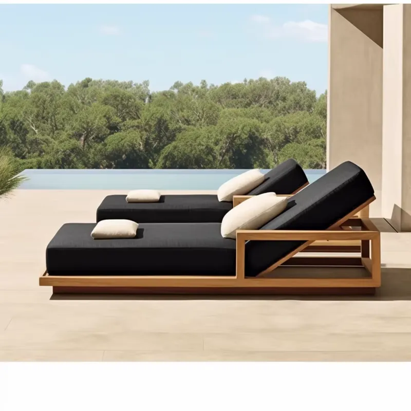 Outdoor Furniture In Sale - เก้าอี้อาบแดดชายหาดไม้สักสำหรับสระว่ายน้ำ เฟอร์นิเจอร์กลางแจ้งพร้อมเบาะรองนั่ง ลดราคาพิเศษ