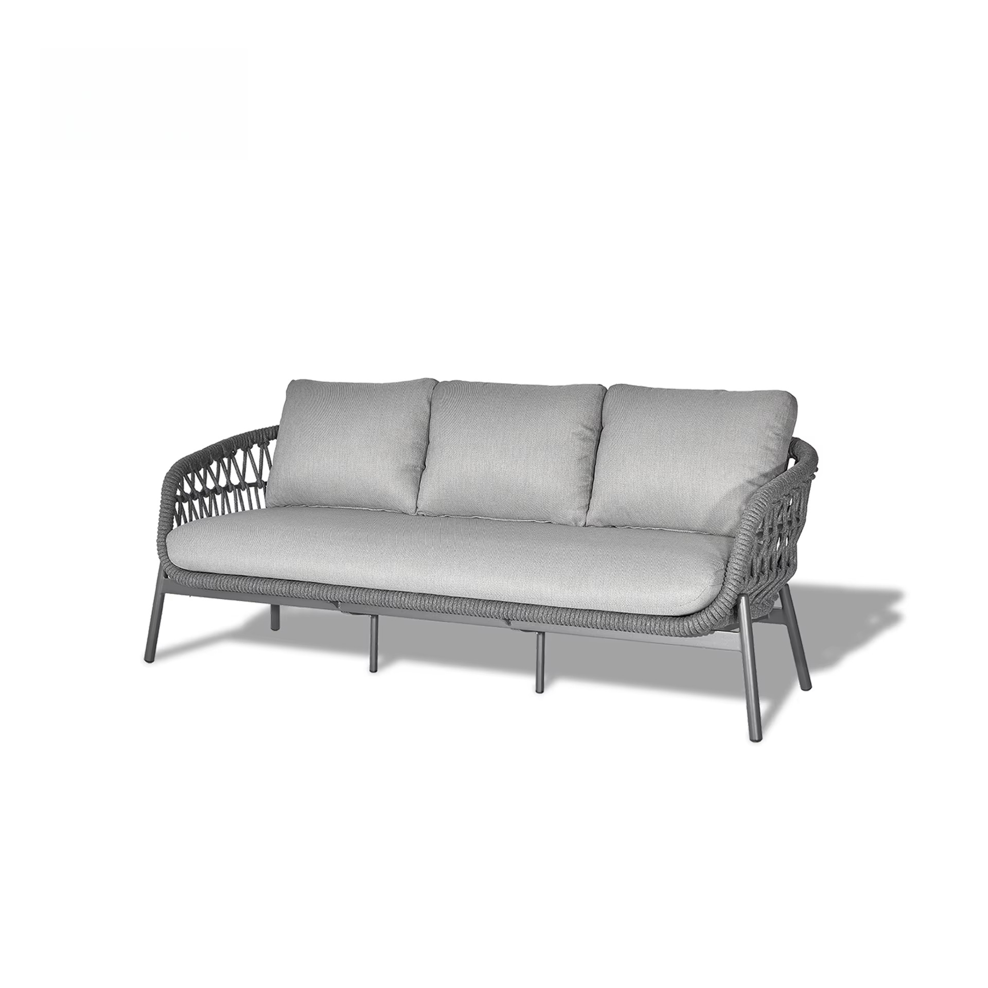 Outdoor Furniture Material - ชุดเฟอร์นิเจอร์อลูมิเนียมสำหรับกลางแจ้งแบบกำหนดเอง ทนทานต่อรังสียูวี พร้อมโซฟาสวนถักด้วยเชือก
