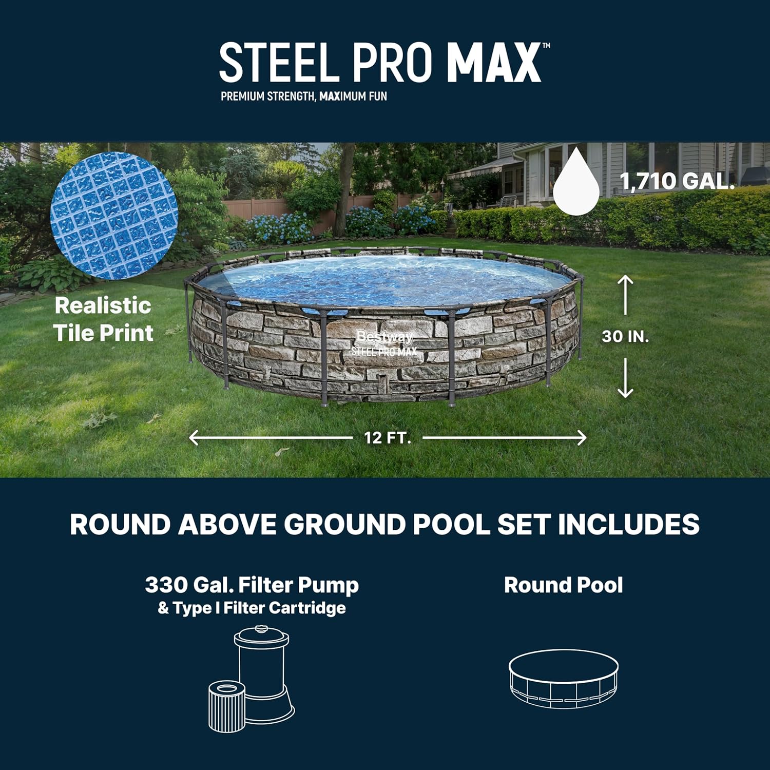 สระว่ายน้ำทรงกลมเหนือพื้นดิน S - Outdoor Furniture For Pool บทวิจารณ์และราคา