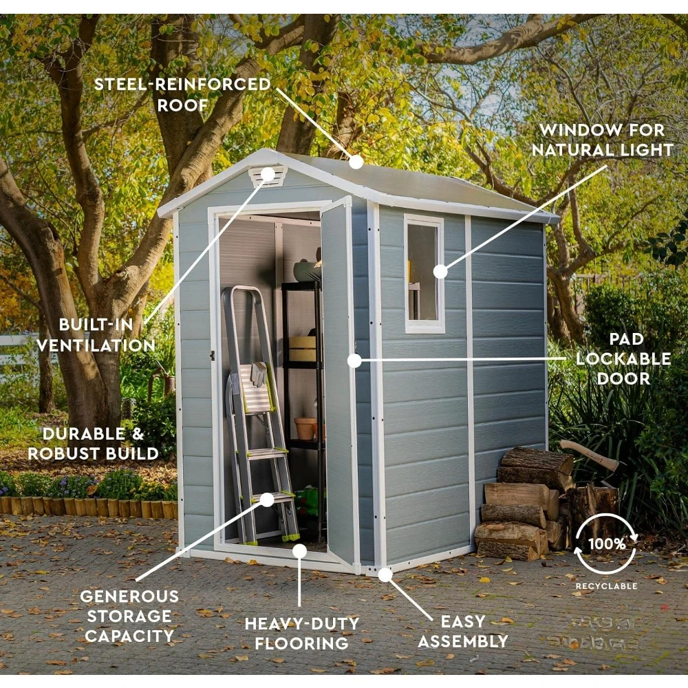 คฤหาสน์ 4x6 เรซิ่นกลางแจ้ง Sto - Outdoor Furniture Store บทวิจารณ์และราคา
