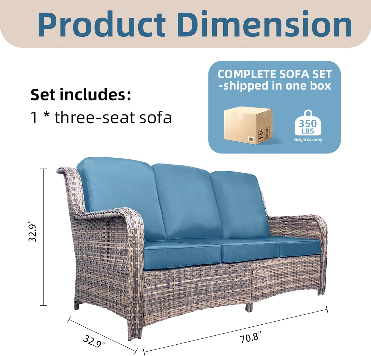 โซฟาสามที่นั่งสำหรับกลางแจ้ง ว - Outdoor Furniture Material บทวิจารณ์และราคา
