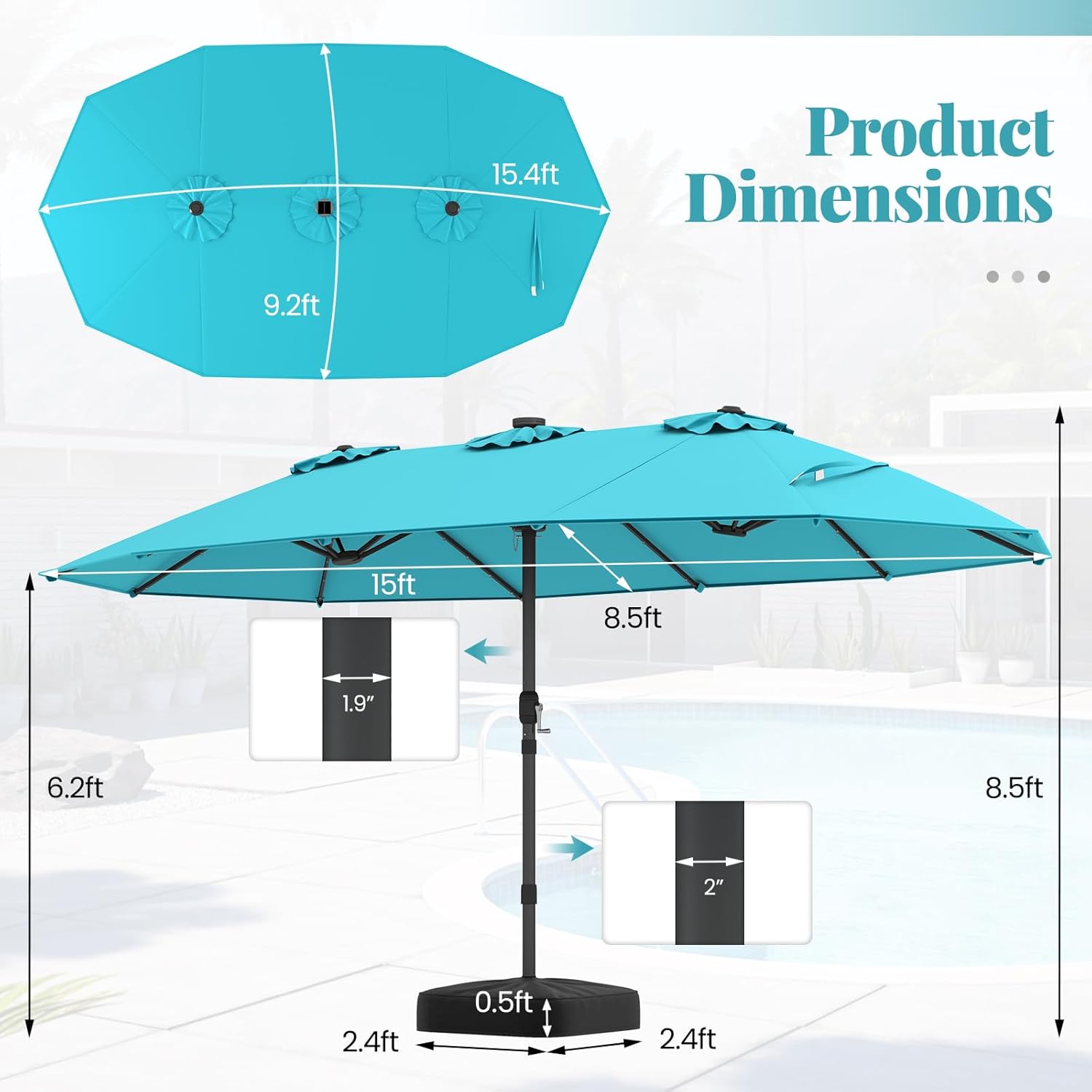 ร่มสนามพลังงานแสงอาทิตย์แบบสอง - Outdoor Furniture With Umbrella บทวิจารณ์และราคา