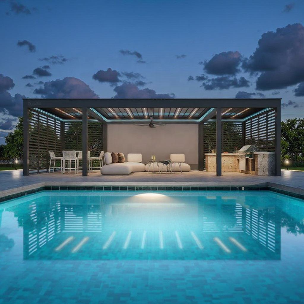 ศาลาทรงสี่เหลี่ยมผืนผ้าอลูมิเน - Outdoor Furniture For Pool บทวิจารณ์และราคา