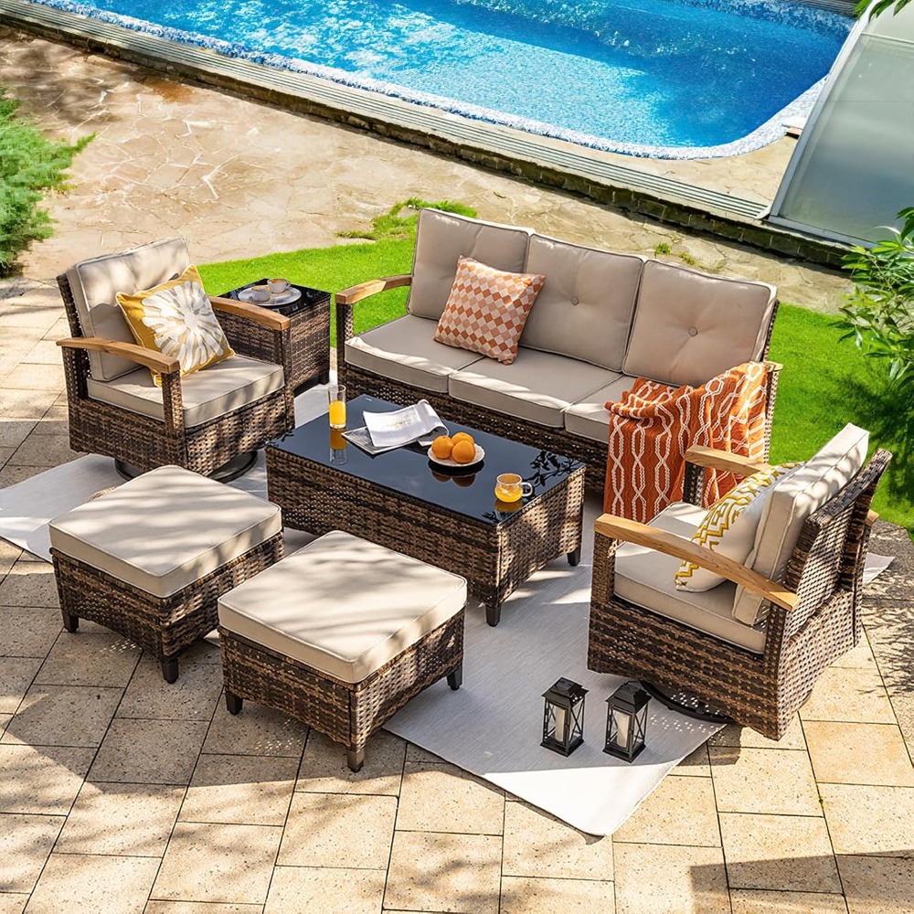ชุดเฟอร์นิเจอร์ลานบ้าน 7 ชิ้น  - Outdoor Furniture Material บทวิจารณ์และราคา