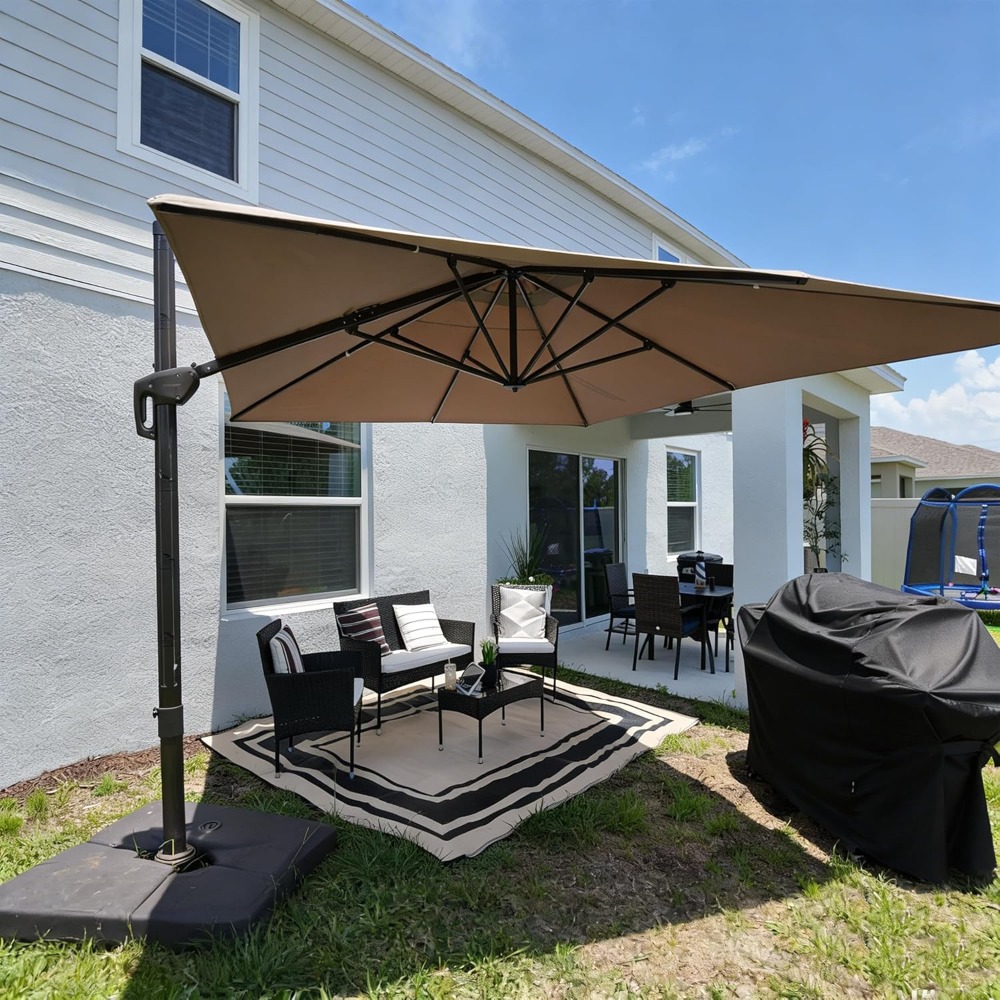 ร่มสนามทรงสี่เหลี่ยมแบบคานยื่น - Outdoor Furniture With Umbrella บทวิจารณ์และราคา