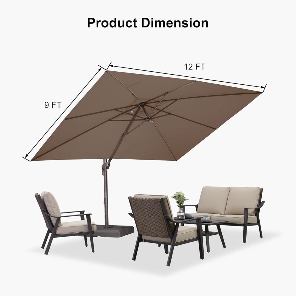 ร่มสนามทรงสี่เหลี่ยมแบบคานยื่น - Outdoor Furniture With Umbrella บทวิจารณ์และราคา