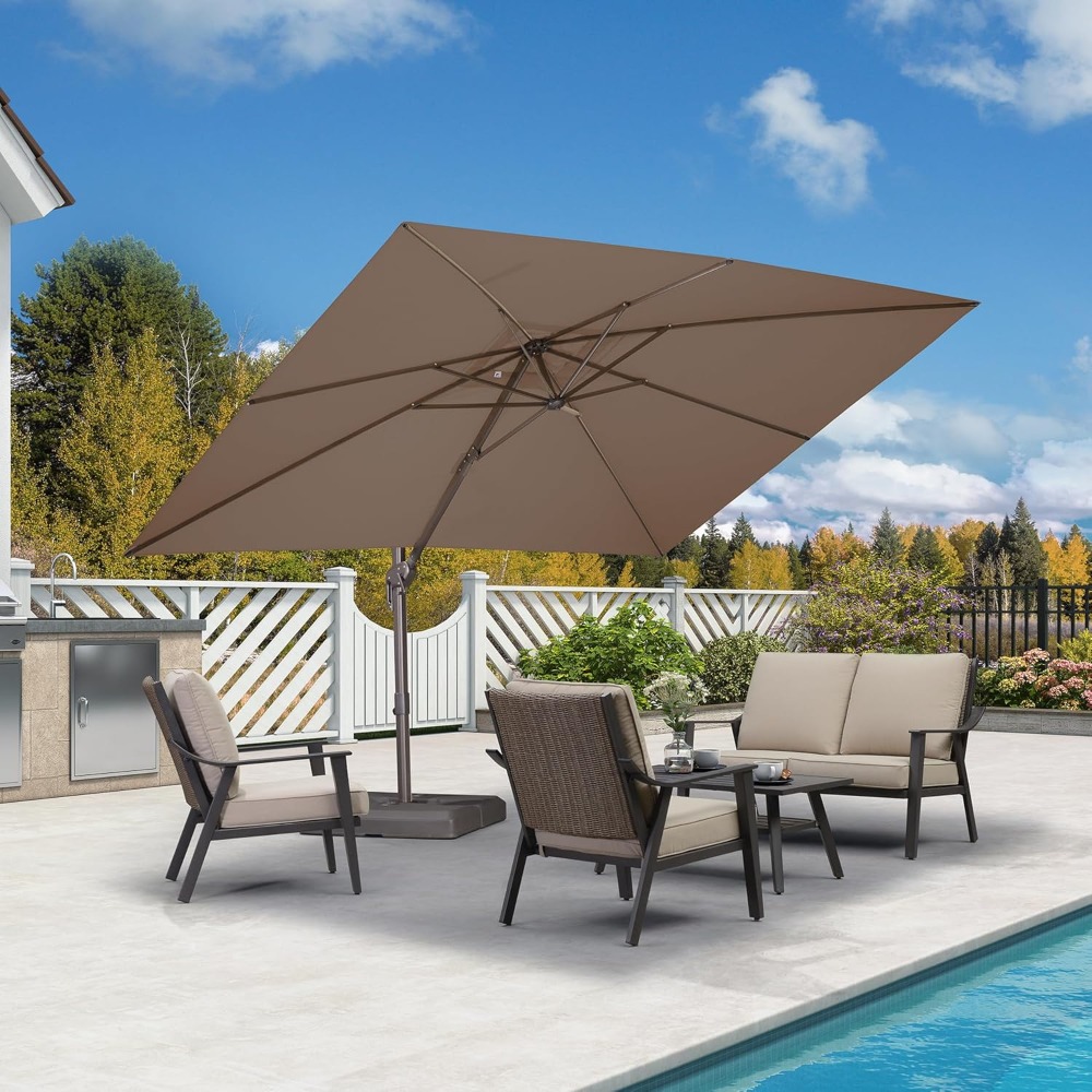 ร่มสนามทรงสี่เหลี่ยมแบบคานยื่น - Outdoor Furniture With Umbrella บทวิจารณ์และราคา